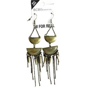BCBGeneration Brass Tone Horn Dangle Earrings Boho Southwest